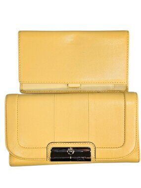 Coach Buttercup Yellow Leather Kristen Folding Envelope Wallet Checkbook Holder
